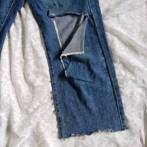 Knee Cut Denim Jeans For Women