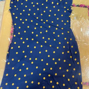 Blue And Yellow Short Kurta