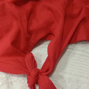 Kook N Keech Red Crop Top With Tie Up Knot