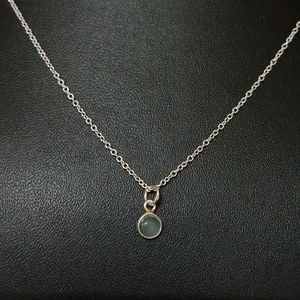 925 Silver sterling Dianty Chain With Aqua Chalced