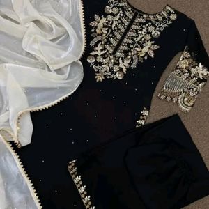 New/Unused Black Embroidered Sharara Set