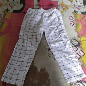 Stylish Kids Cotton White Check Pant for Boys