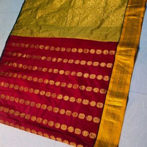 Red Colour Banarasi Silk Gadwal Design Saree