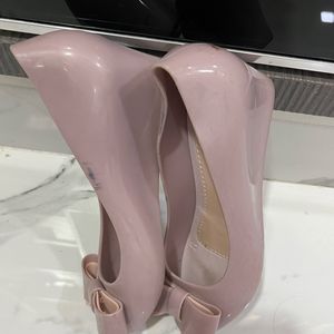 Pink Heels With Round Toe Closed