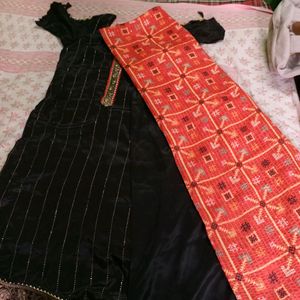 New Black Suit With Pajama And Dupatta