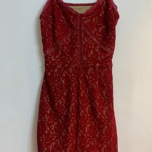 Elegant Lace Maroon Dress