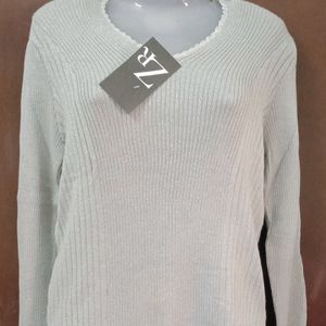 Shiny Silver Grey Type Semi Winter Top