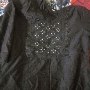 Nee Lenth Black Kurta