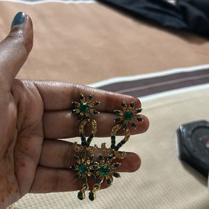 Beautiful Green And Golden Earrings