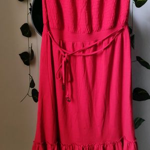 Frill Frock Red Color Strapless