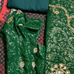 Dark Green Saree