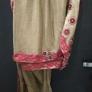 beautiful saree ,with motti work and drape palla..