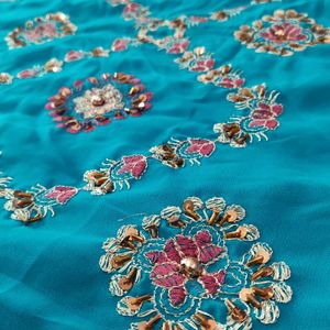 Beads Work Saree With Blouse