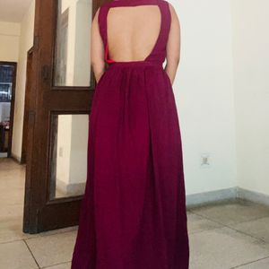 Backless Wine Gown Dress