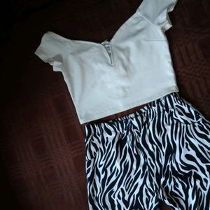 Top And Skinny Zebra Printed Pant