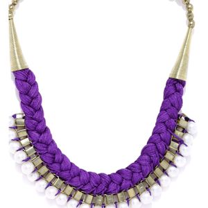 Indo -fusion Spalshy Purple Fabric Nacklace