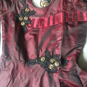 Maroon Gown With Handwork