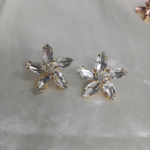 Korean Glassstone Floral Earrings