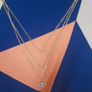 Cute Evil Eye 3 Layered Chain