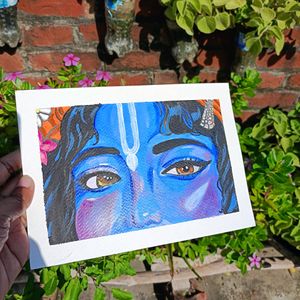 KRISHNA EYES ACRYLIC COLOUR PAINTING A5 SIZE