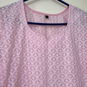 Chikan kari Pastel Pink Kurta