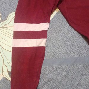 Maroon Brown Full Sleeve T-shirt For Girls L Size