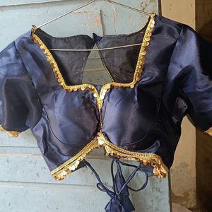 New  Designer Silk Navy Blue Blouse