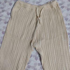 High Waisted Beige Bootcut Trousers