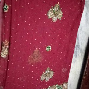 Tomato Dark Red Colour Beautiful Saree