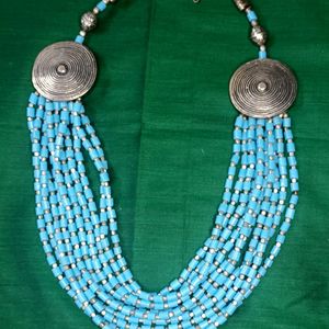 Blue And Silver Multilayer Bohomian Necklace