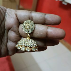 Golden &White Stone Earrings