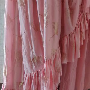 Pink Ruffle Sari Only