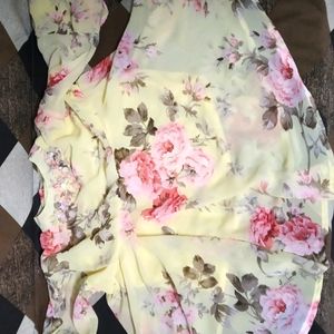 Girl's Yellow Floral Flared Top