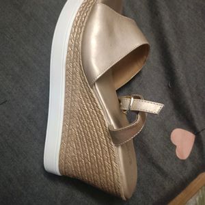 Nude Golden Wedges Heels By Lifestyle