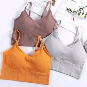 Set Of 3 Cotton Sports Bra