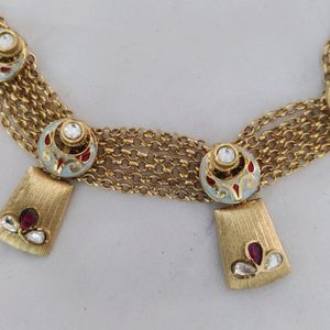 Gold Plated Kundan Necklace Set (Women)