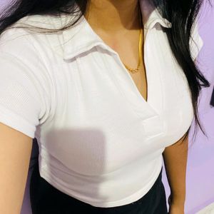 White Ribbed Top