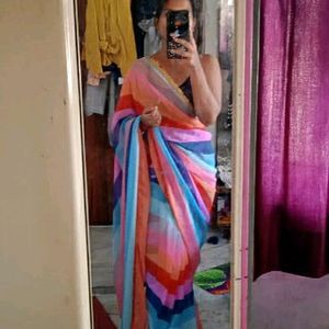 Multicolored Striped Saree 👌👌new