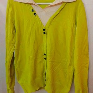 Lime Shirt Style Sweatshirt