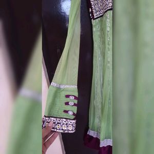 Purple And Green Anarkali Suit