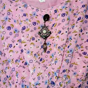 Pink Floral Kaftan Top 🌺