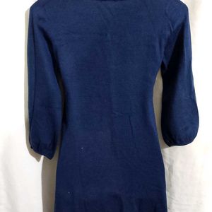 Navy Blue Woolen Dress