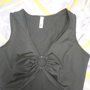 Black V Neck Sleeveless Crop Top From New Me