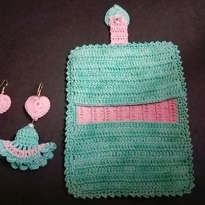 Crochet Wallet With Matching Earrings