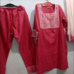 [Beautiful Peach Colour Kurti Set]