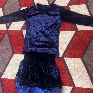 Velvet Tshirt And Skirt Set