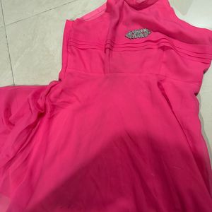 Hot Pink Halter Neck Party Dress