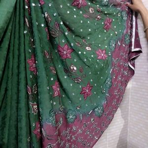 Beautiful Saree And Heavy Work Blouse