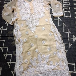 Nude Intricate Work Chikankari Kurta