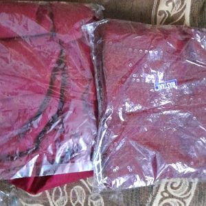 Maroon Chikankari Kurta And Plain Pant(no Dupatta)